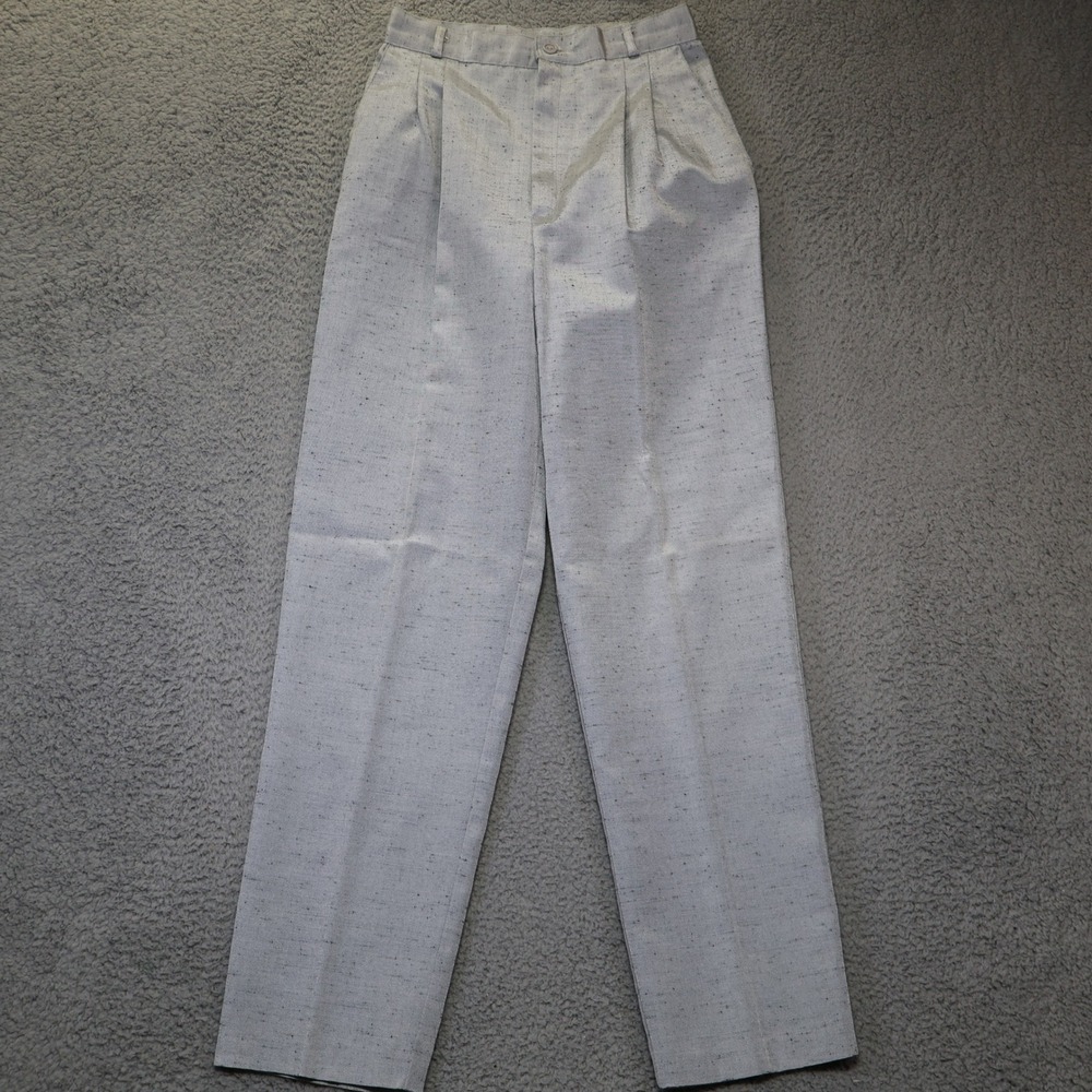 Vintage Sears Trousers Womens 10 Blue White Pleated High Waist ILGWU Made in USA